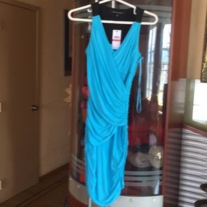 Turquoise  draped knit dress